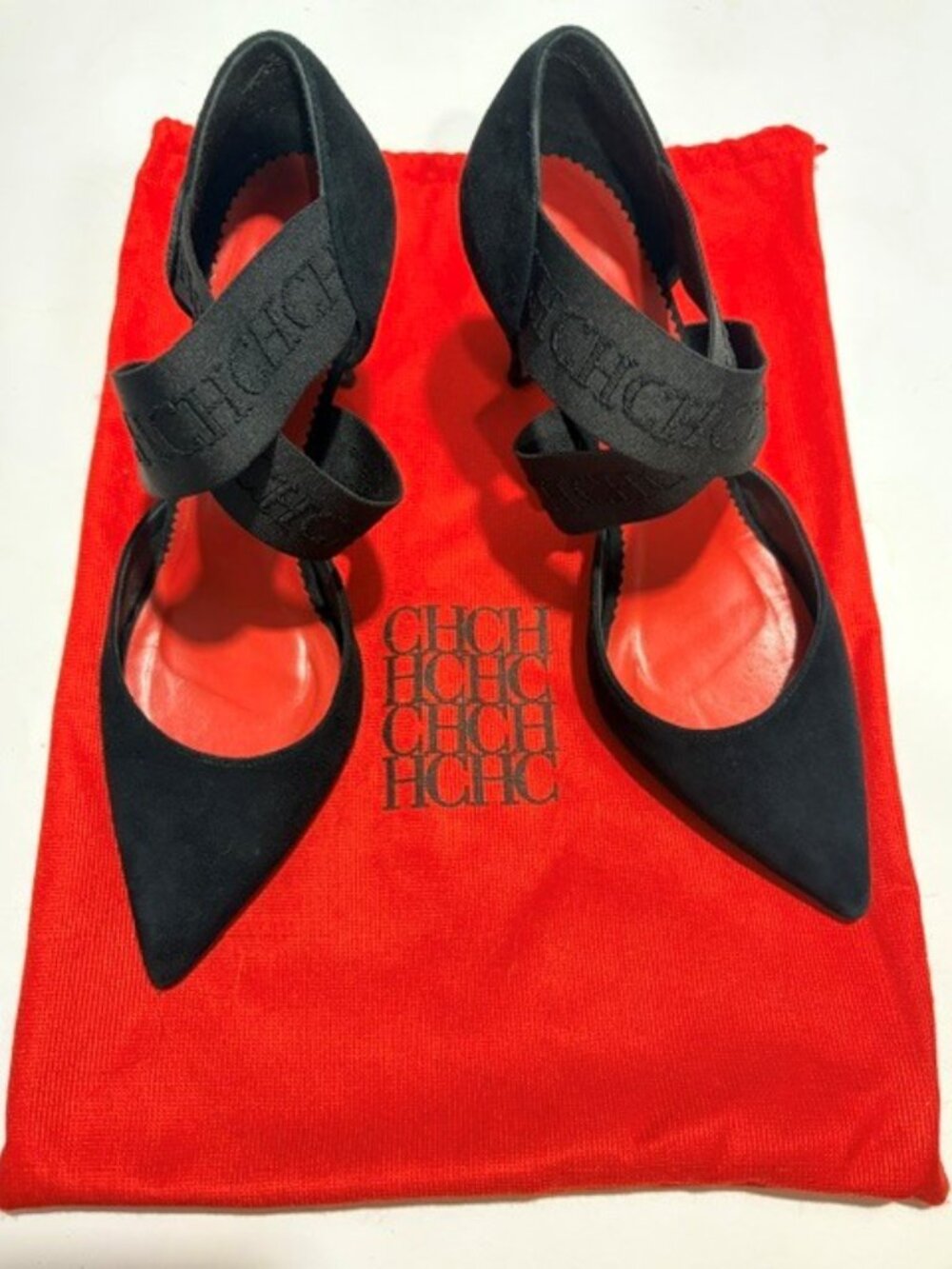 CH Carolina Herrera Suede Ankle-Strap Pumps 37